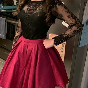 2 piece Formal dress black and pink size 2 EUC PRICE FIRM